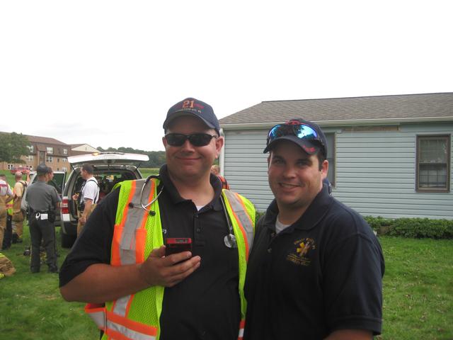 EMS Career Staff Larry Politowicz and Chuck Foy at a Hazardous Materials Incident in East Nottingham.